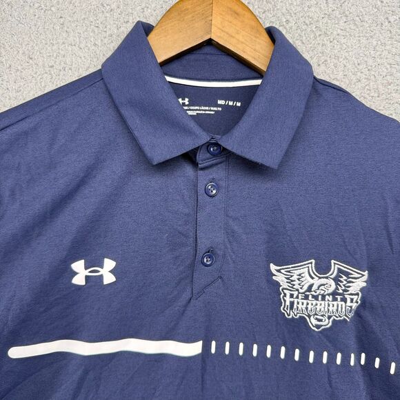 Flint Firebirds Polo Shirt Men's Medium Blue Embroidered Logo Under Armour Golf - Picture 1 of 9